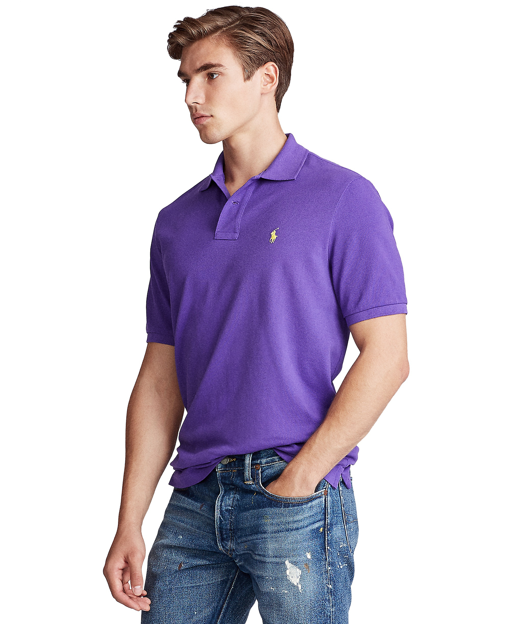 Polo Ralph Lauren Men's Cotton Custom Slim Fit Mesh Polo Shirt - Cabana Purple
