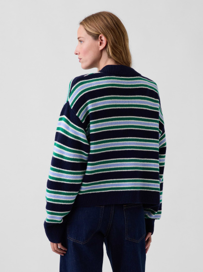CashSoft Oversized Chunky Cardigan - Blue stripe & green stripe