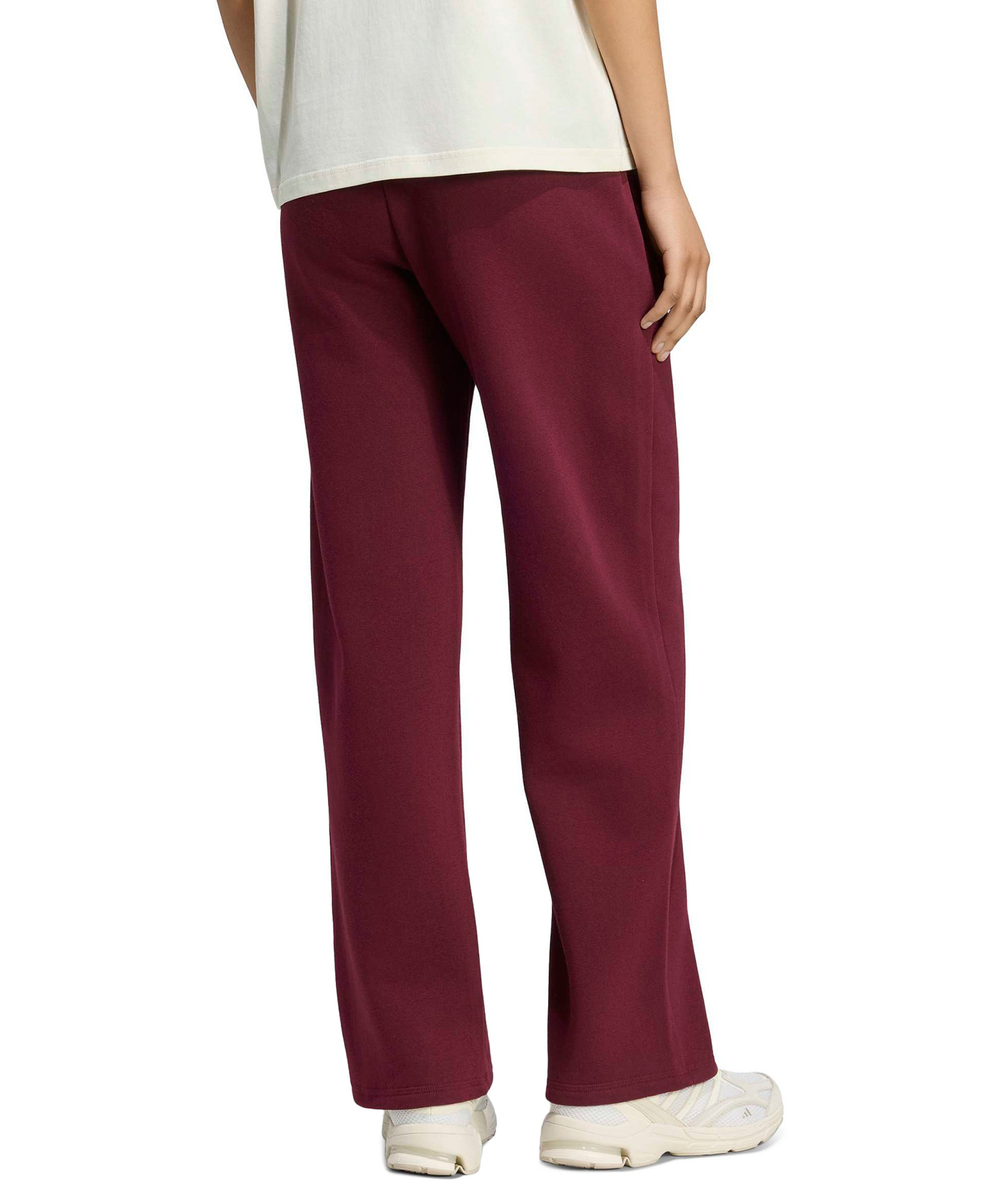 adidas Women's Essentials Small Logo Feel Cozy Open Hem Pants - Maroon/white