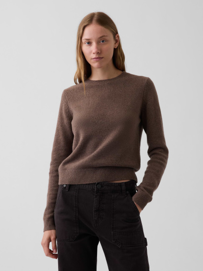 CashSoft Crew Sweater - Cool brown heather