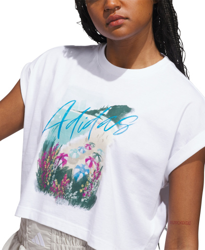 adidas Women's Summer Romance Crewneck Graphic Cotton T-Shirt - White