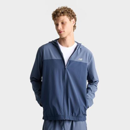 Men's New Balance Sport Essentials Woven Full-Zip Jacket - Navy/Vintage Indigo - view 1