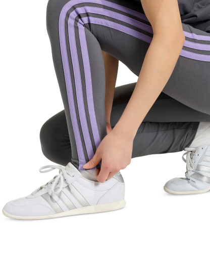 adidas Plus Size Essentials 3-Stripes Cotton Leggings - Grey Five/magic Lilac