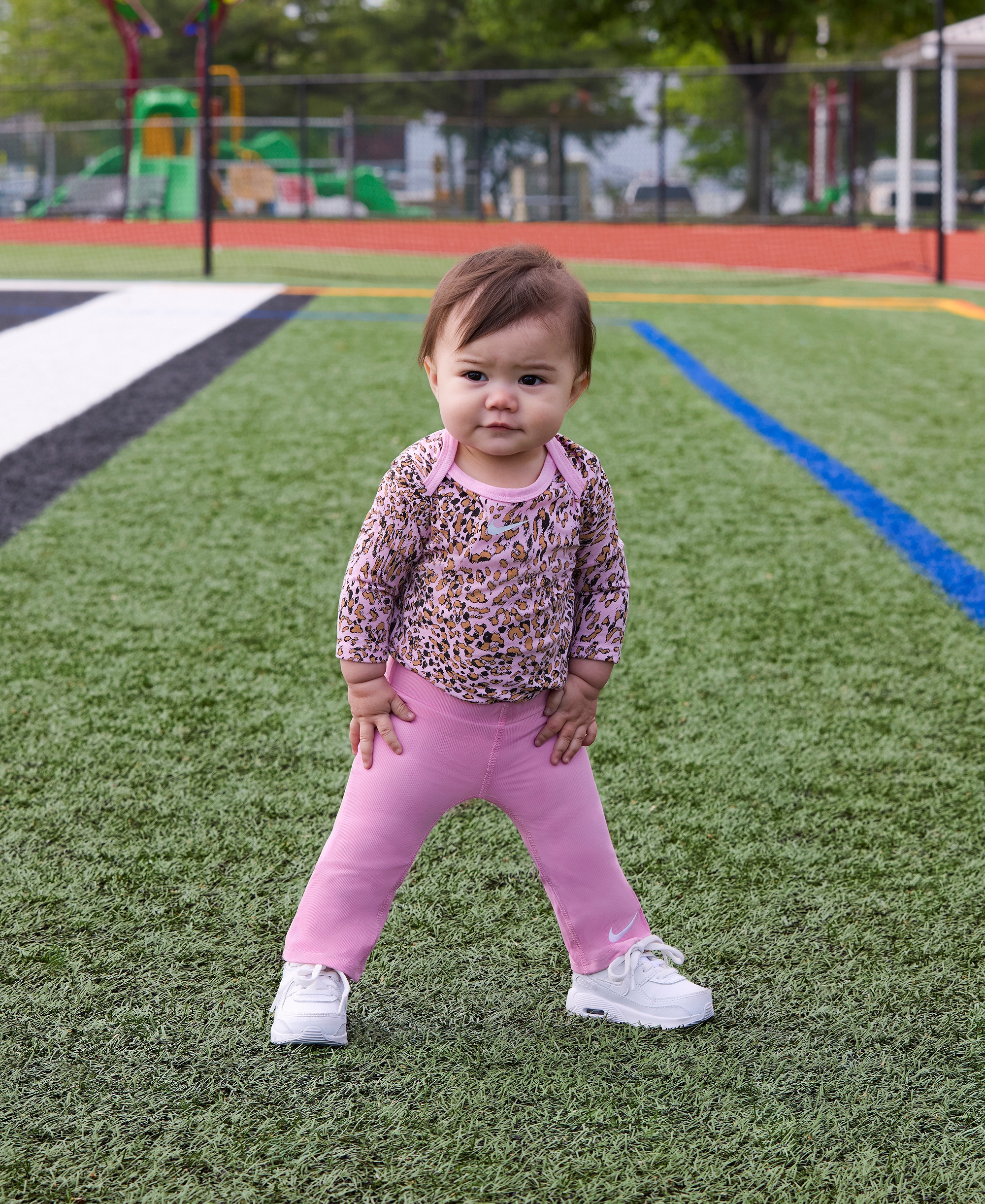 Nike Baby Girls' Long-Sleeve Bodysuit and Flared Leggings, 2-Piece Set - Pink Rise