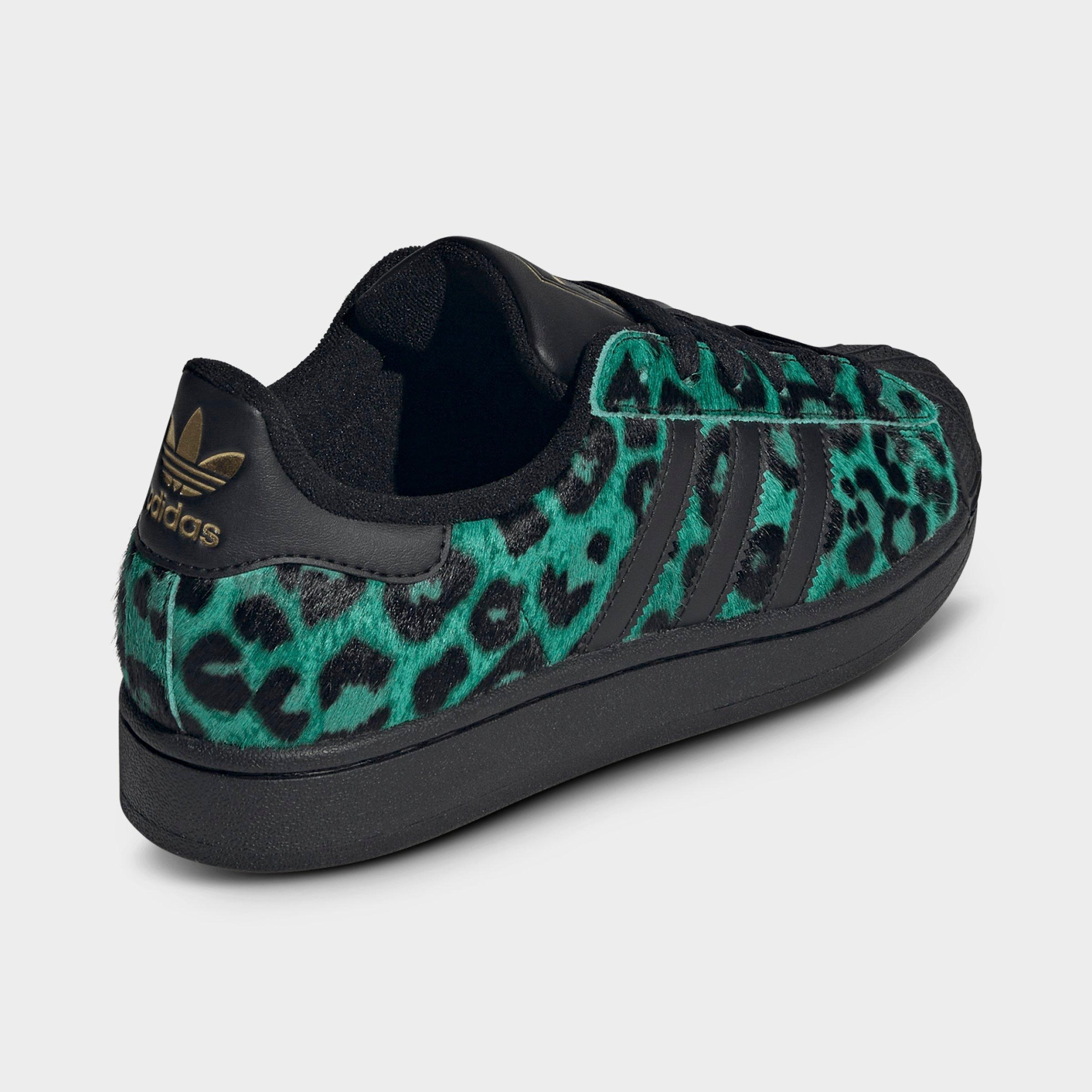 Women's adidas Originals Superstar II Casual Shoes - Semi Screaming Green/Core Black/Gold Metallic - Back view