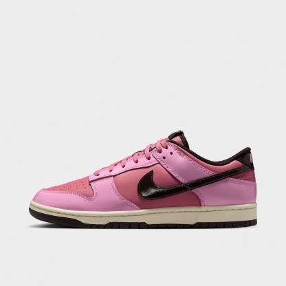 Men's Nithtke Dunk Low Retro Casual Shoes - Part 2 - Pink Rise/Elemental Pink/Beach/Velvet Brown - Left shoe facing left. Outside of the shoe.