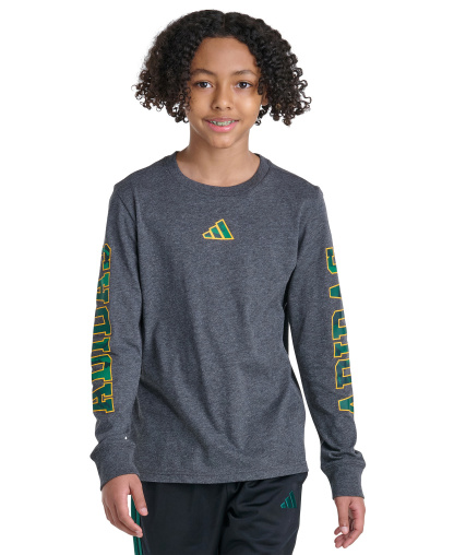 adidas Boys' 8-20 Long-Sleeve Camo Graphic Lineage T-Shirt - Dark Gray Heather