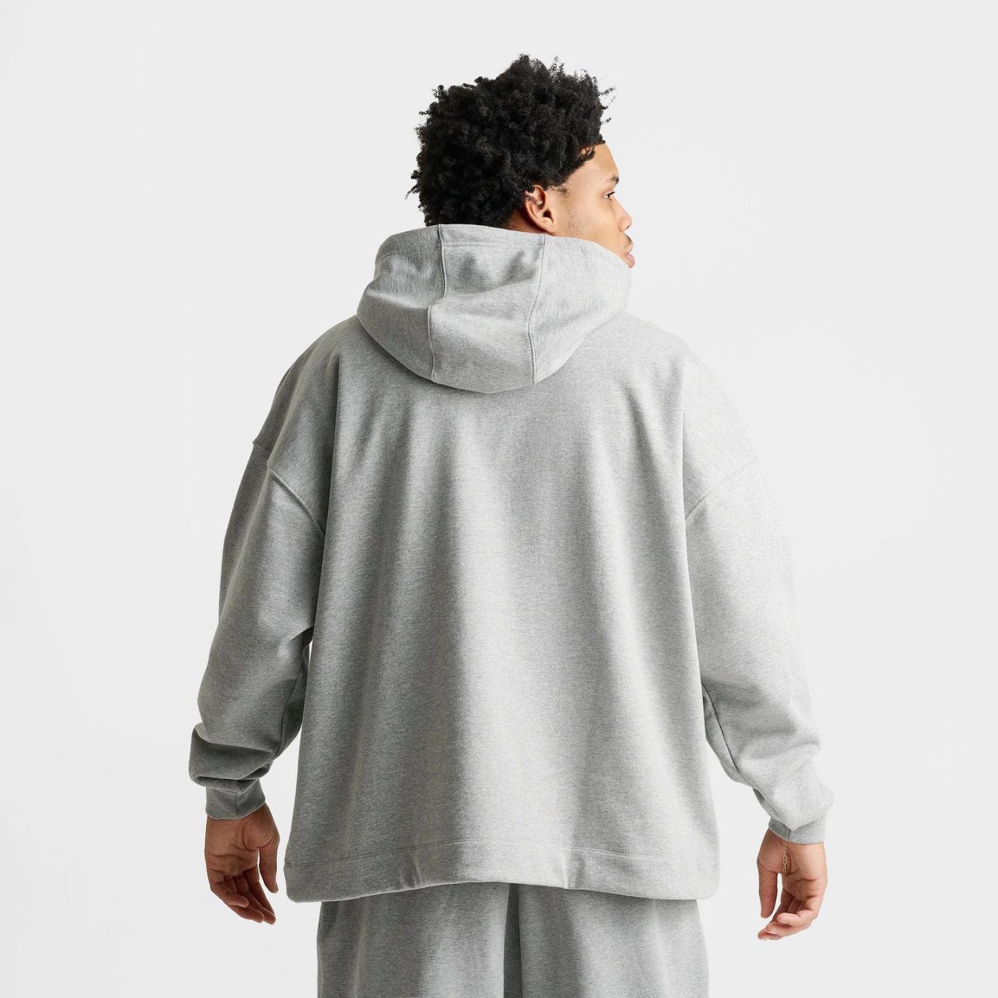 Men's Nike Sportswear Club Oversized French Terry Pullover Hoodie - Dark Grey Heather/Light Smoke Grey/White