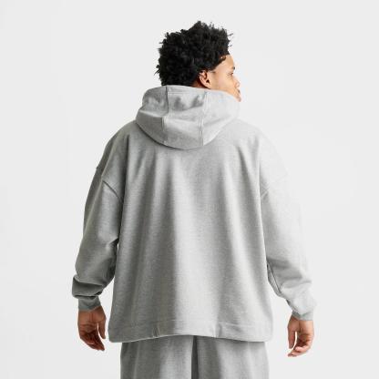 Men's Nike Sportswear Club Oversized French Terry Pullover Hoodie - Dark Grey Heather/Light Smoke Grey/White