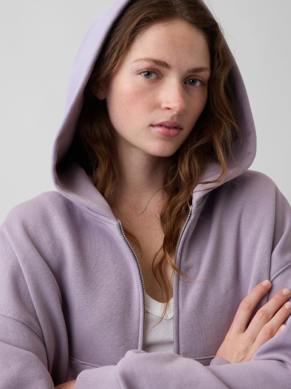 VintageSoft Wedge Zip Hoodie - Dusty mauve purple