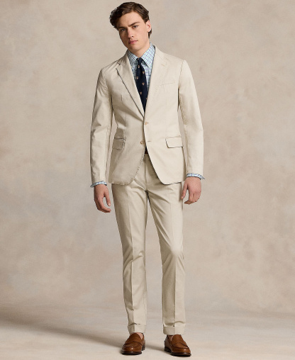 Polo Ralph Lauren Men's Chino Suit Jacket, Dress Shirt, Trousers, Belt, Silk Tie & Penny Loafers - Brown
