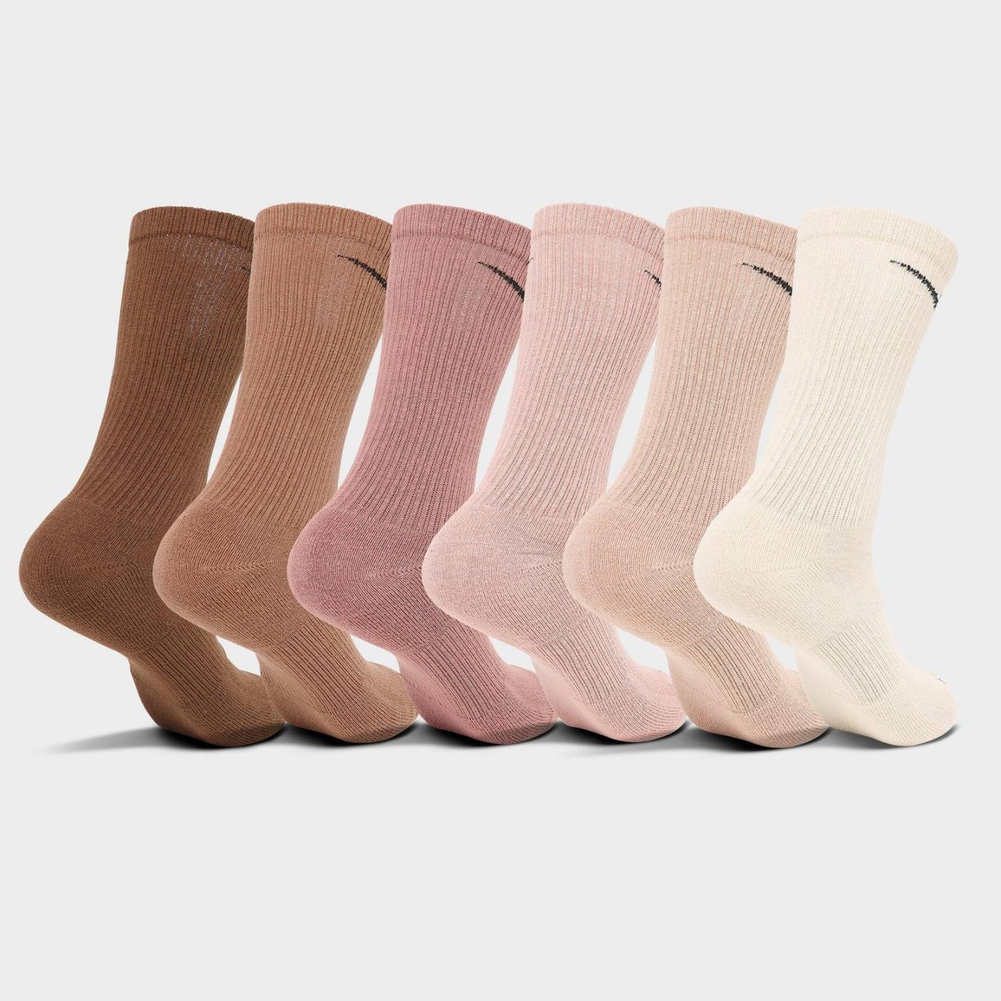 Nike Everyday Plus Cushioned Crew Training Socks (6-Pack) - Pearl/Beige/Rose