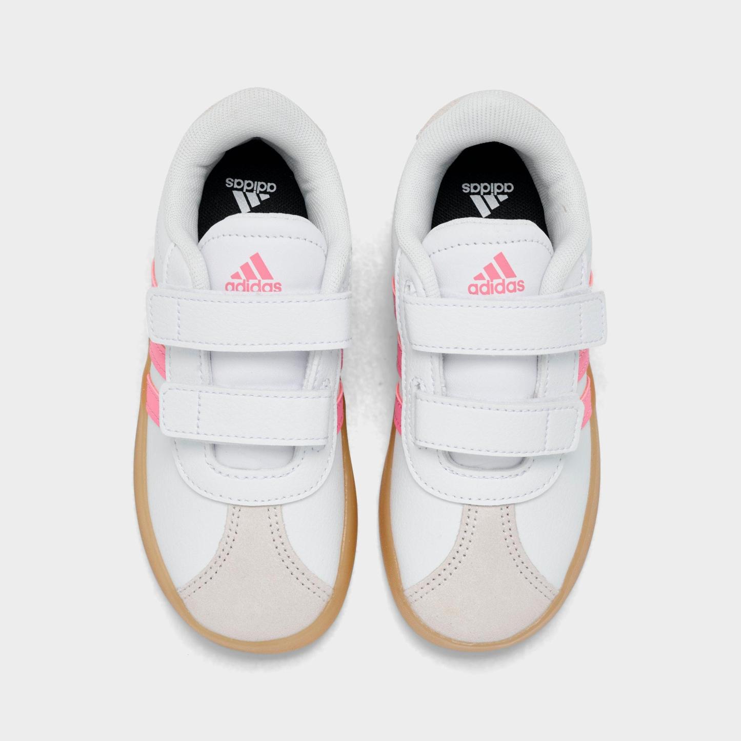 Kids' Toddler adidas VL Court 3.0 Hook-And-Loop Casual Shoes - Cloud White/Bliss Pink/Alumina - Top view