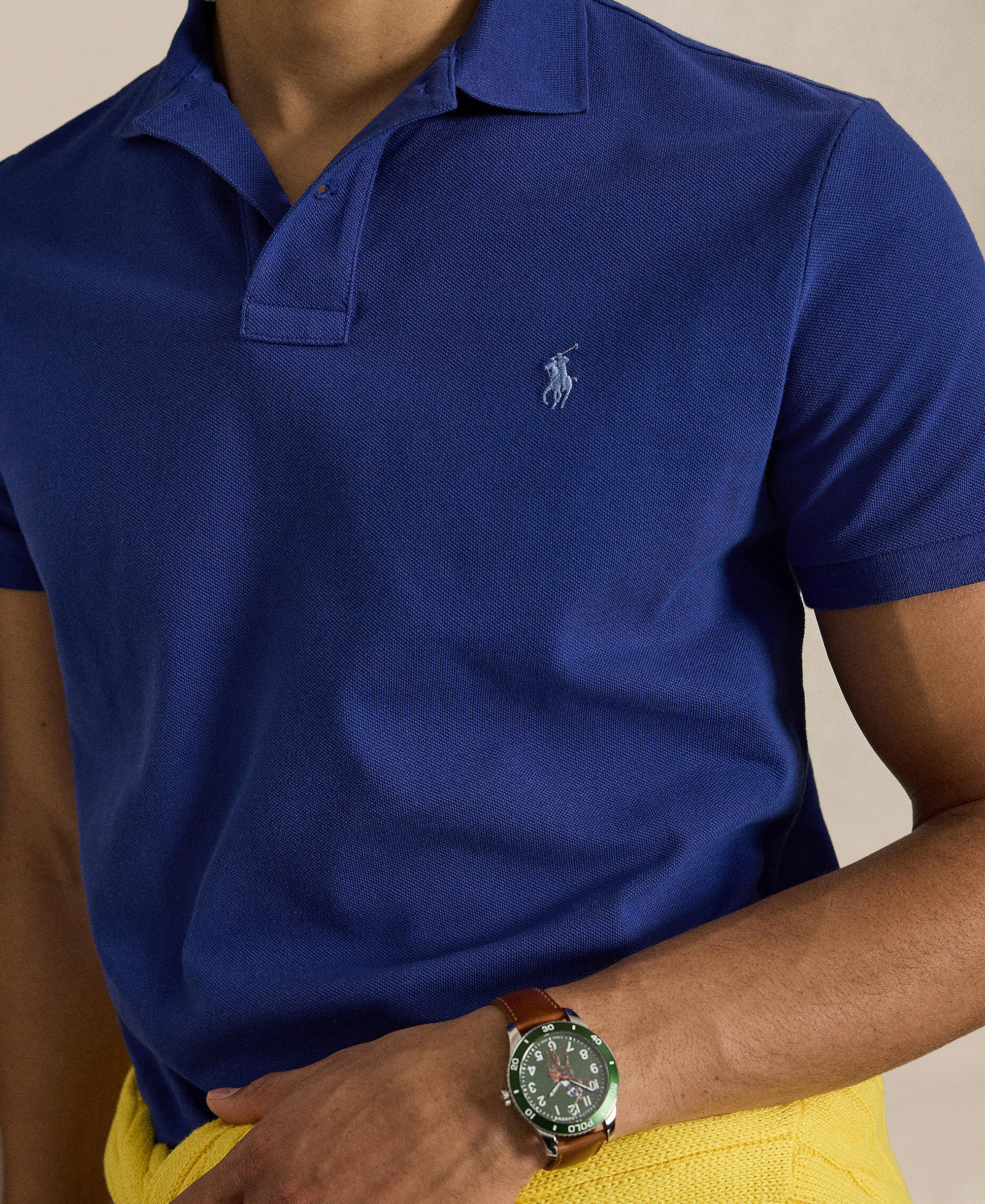 Polo Ralph Lauren Men's Custom Slim-Fit Mesh Polo Shirt - Blue Yacht/C7553