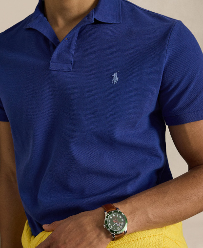 Polo Ralph Lauren Men's Custom Slim-Fit Mesh Polo Shirt - Blue Yacht/C7553