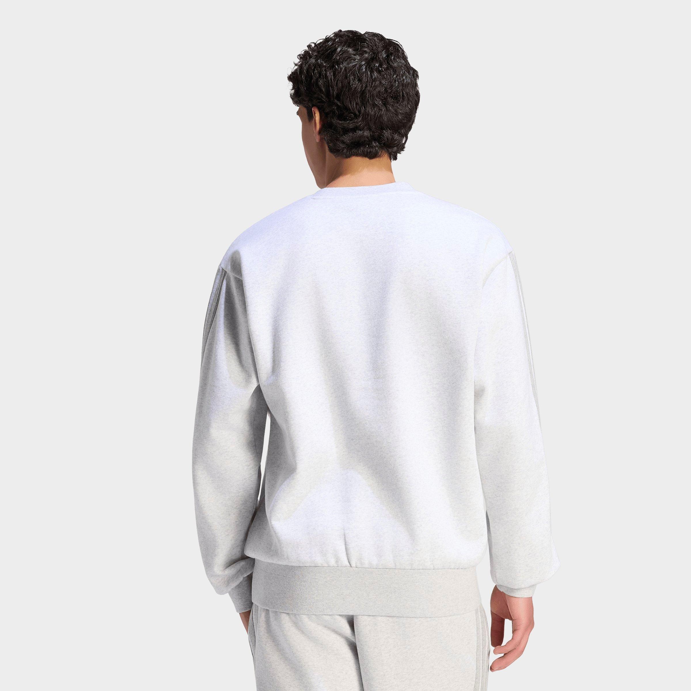 Men's adidas Essentials 3-Stripes Fleece Crewneck Sweatshirt - Light Grey Heather/Medium Grey Heather