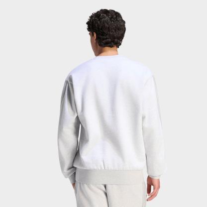 Men's adidas Essentials 3-Stripes Fleece Crewneck Sweatshirt - Light Grey Heather/Medium Grey Heather
