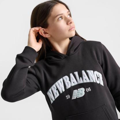 Girls' Big Kids' New Balance Chenille Arch Pullover Hoodie - Caviar - view 5