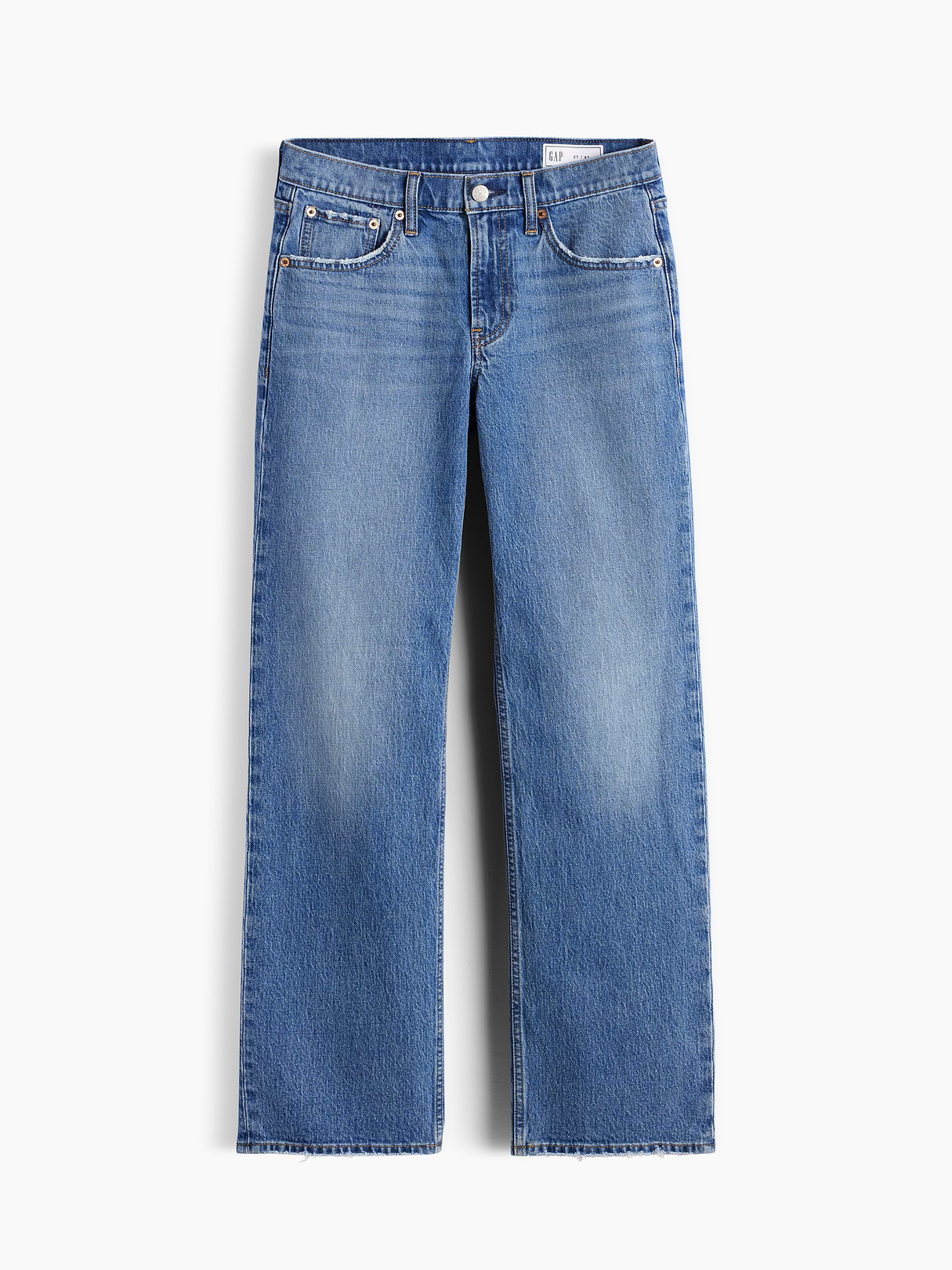 Mid Rise Relaxed Straight Jeans - Medium wash