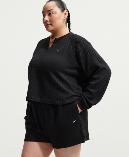 Nike Women's Sportswear Chill Waffle Loose Mid-Rise Shorts - Black/Sail
