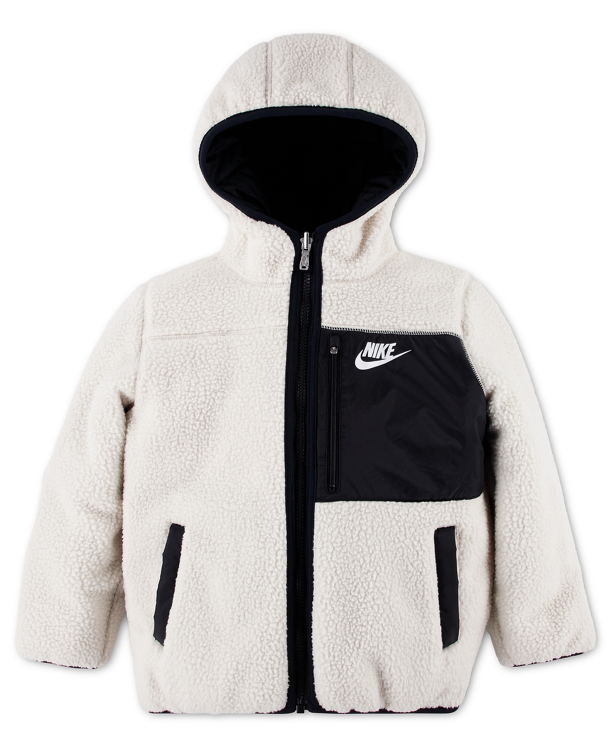 Nike Boys' 4-7 Reversible Faux-Sherpa Hooded Jacket - Black