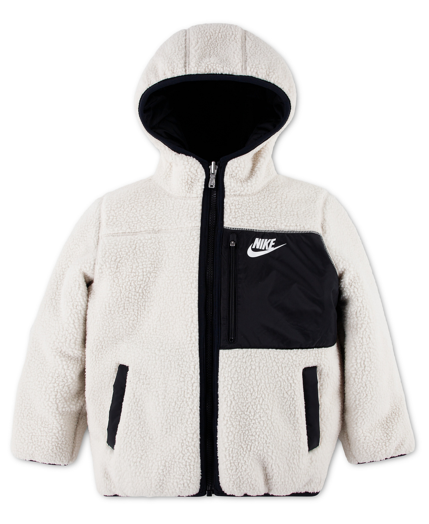 Nike Boys' 4-7 Reversible Faux-Sherpa Hooded Jacket - Black