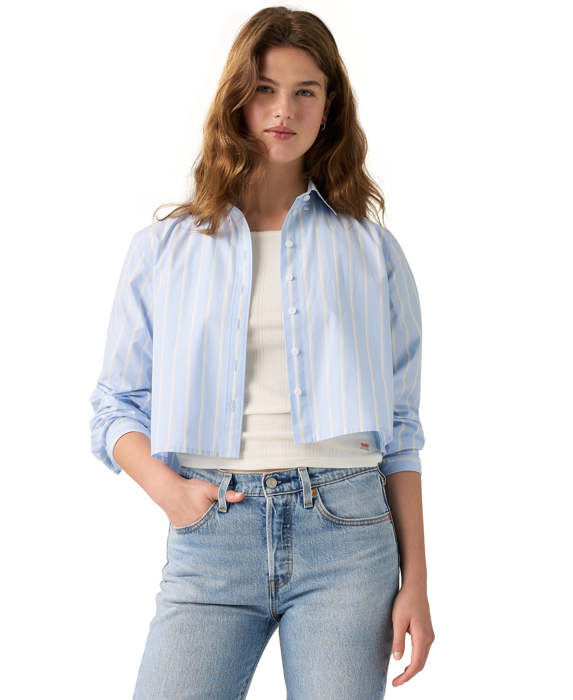 Levi's Women's Sully Long-Sleeve Shirt - Adora Stripe Chambray Blue