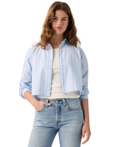 Levi's Women's Sully Long-Sleeve Shirt - Adora Stripe Chambray Blue