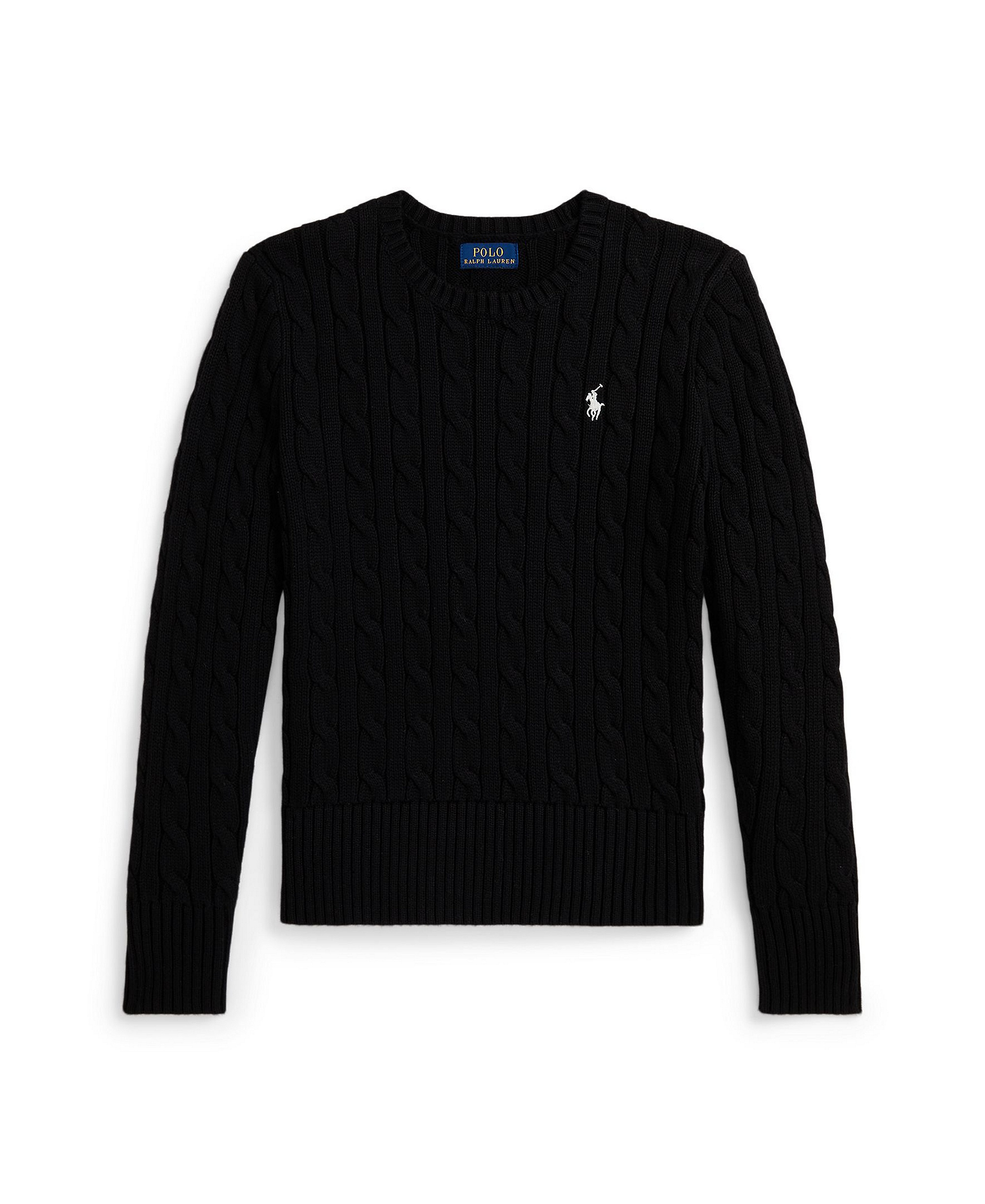 Polo Ralph Lauren Girls' 7-16 Cable-Knit Long Sleeves Sweater - Black