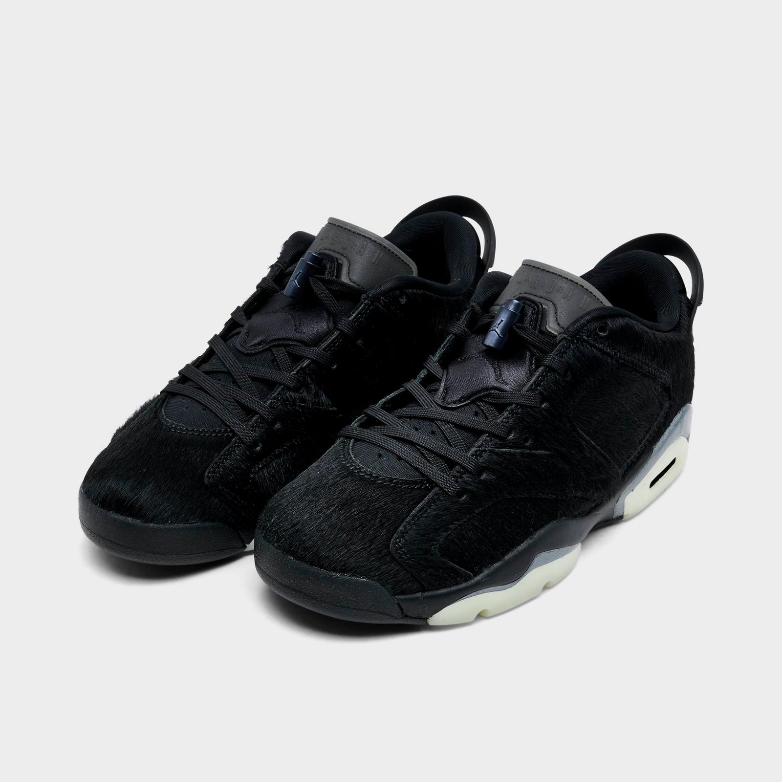 Women's Air Jordan Retro 6 Low Casual Shoes - Black/Black/Black - view 2