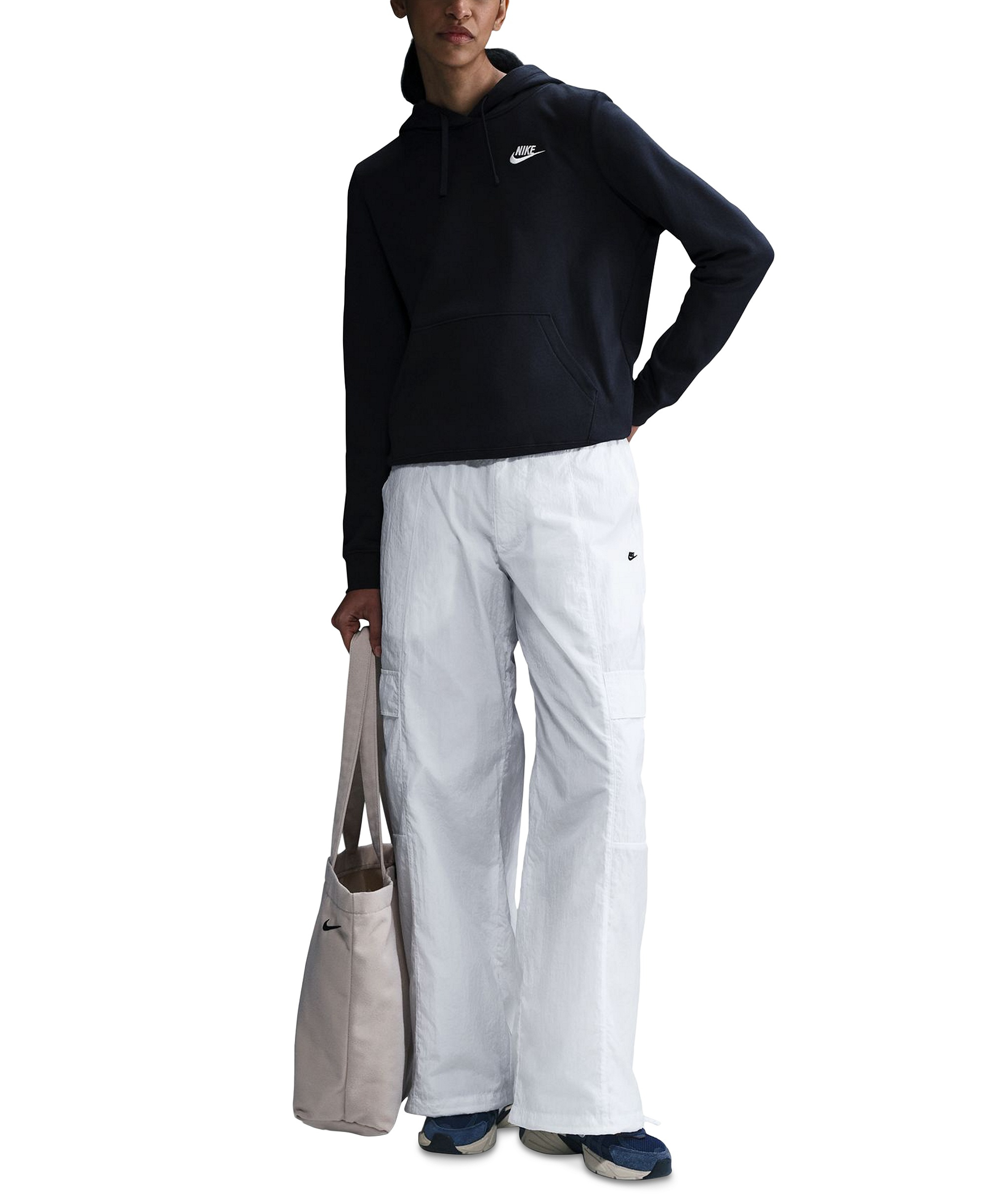 Nike Women's Sportswear Club Fleece Pullover Hoodie - Obsidian/white