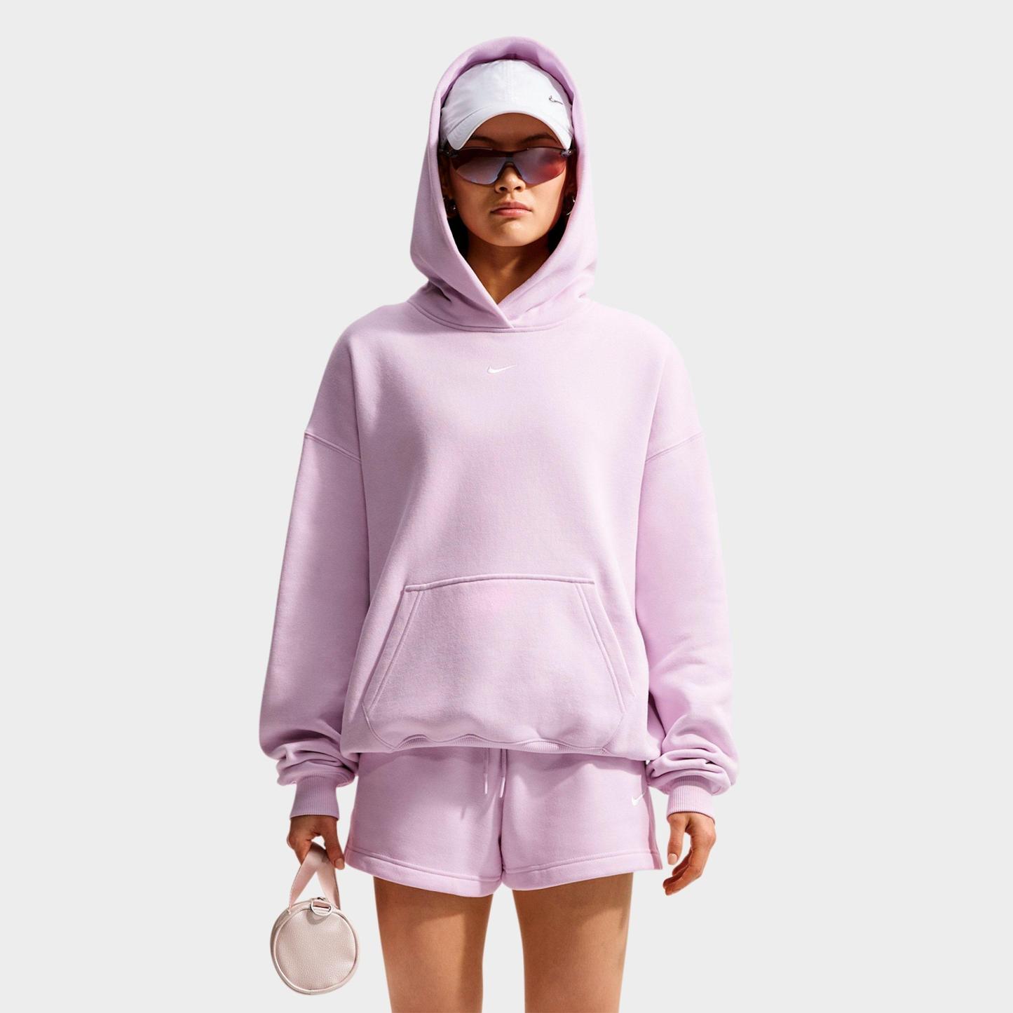 Women's Nithtke Studio Fleece Medium-Weight Camo Oversized Pullover Hoodie - Bleached Lilac/Sail