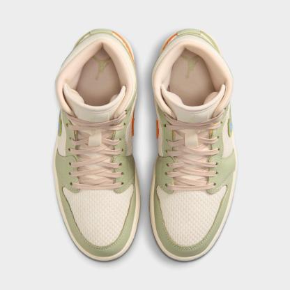 Women's Air Jordan 1 Mid SE Casual Shoes - Olive Aura/Lawn/University Blue/Pearl White - view 5