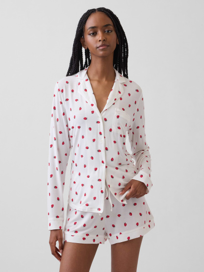 SoftMade Modal PJ Top - Red strawberry print