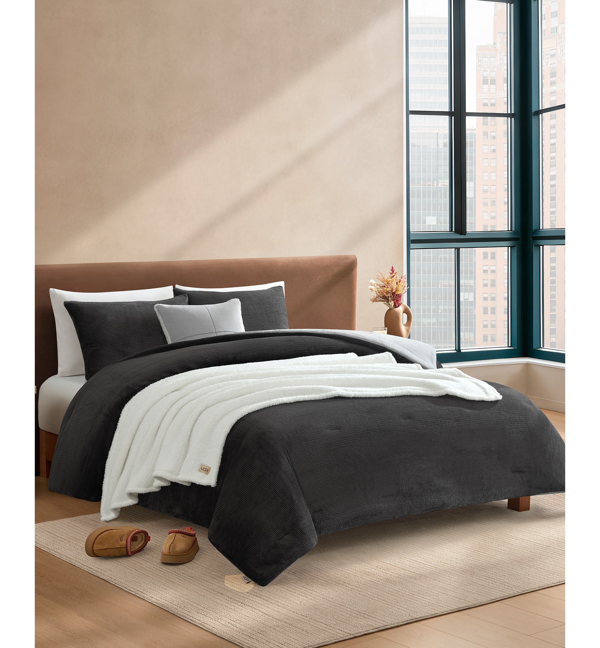 UGG® Brody Reversible Comforter Sets - Charcoal