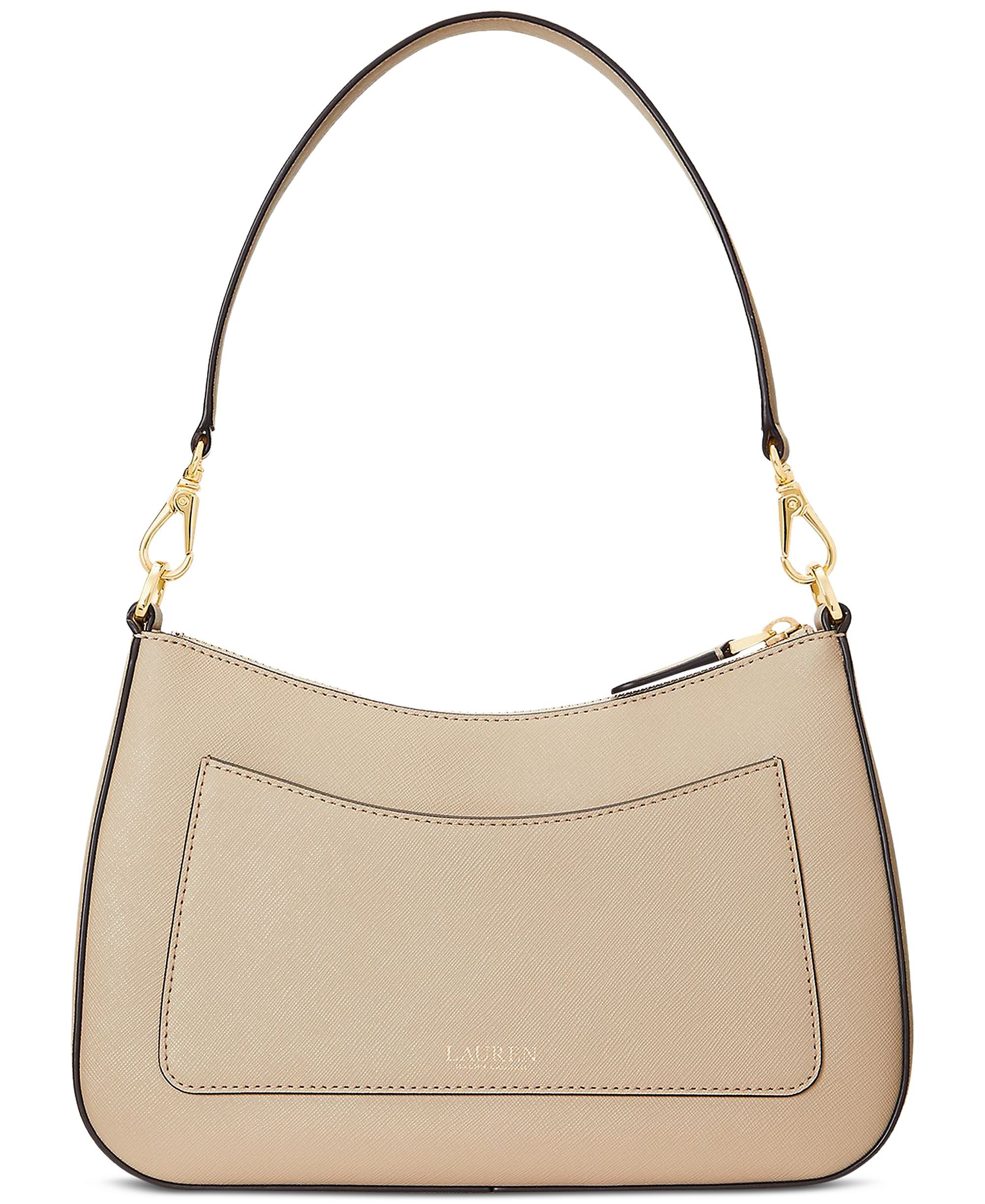Lauren Ralph Lauren Crosshatch Leather Danni Small Shoulder Handbag - Birch Tan