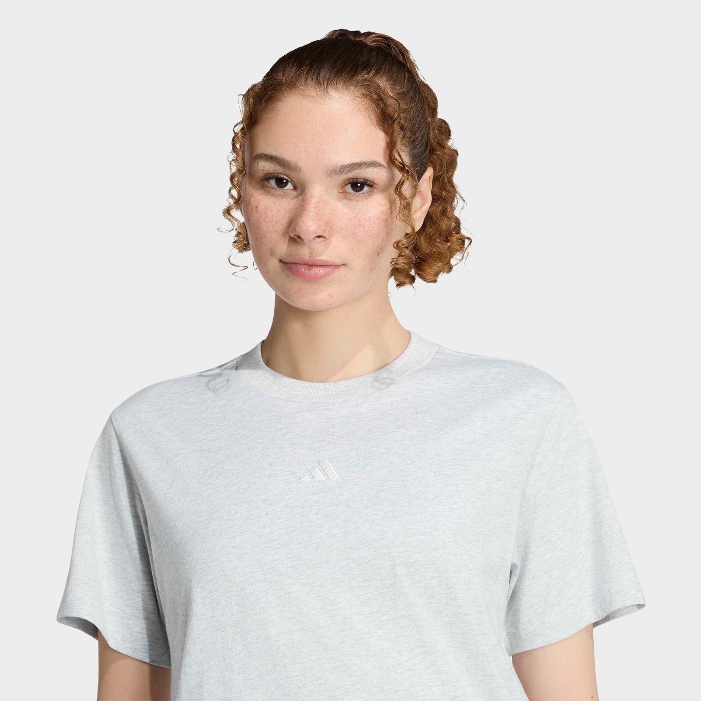 Women's adidas Essentials Small Logo Cotton T-Shirt - Light Grey Heather/White