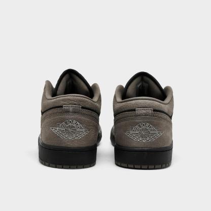 Men's Air Jordan Retro 1 Low SE Casual Shoes - Black/Olive Grey/Light Wild Mango - Left shoe facing left. Outside of the shoe. - view 4