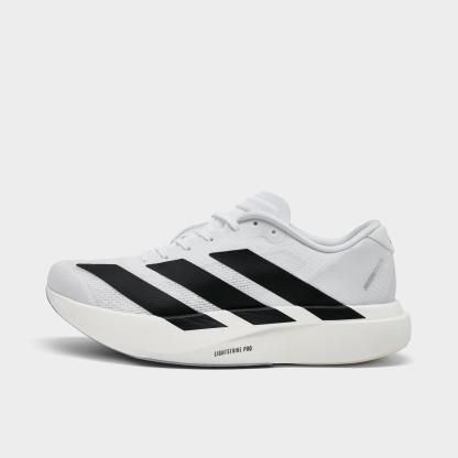 Women's adidas Adizero EVO SL Running Shoes - Part 2 - White/Core Black/White - Left shoe facing left. Outside of the shoe.