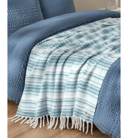 UGG® Joana Striped Throw, 50" x 70" - Silver Blue