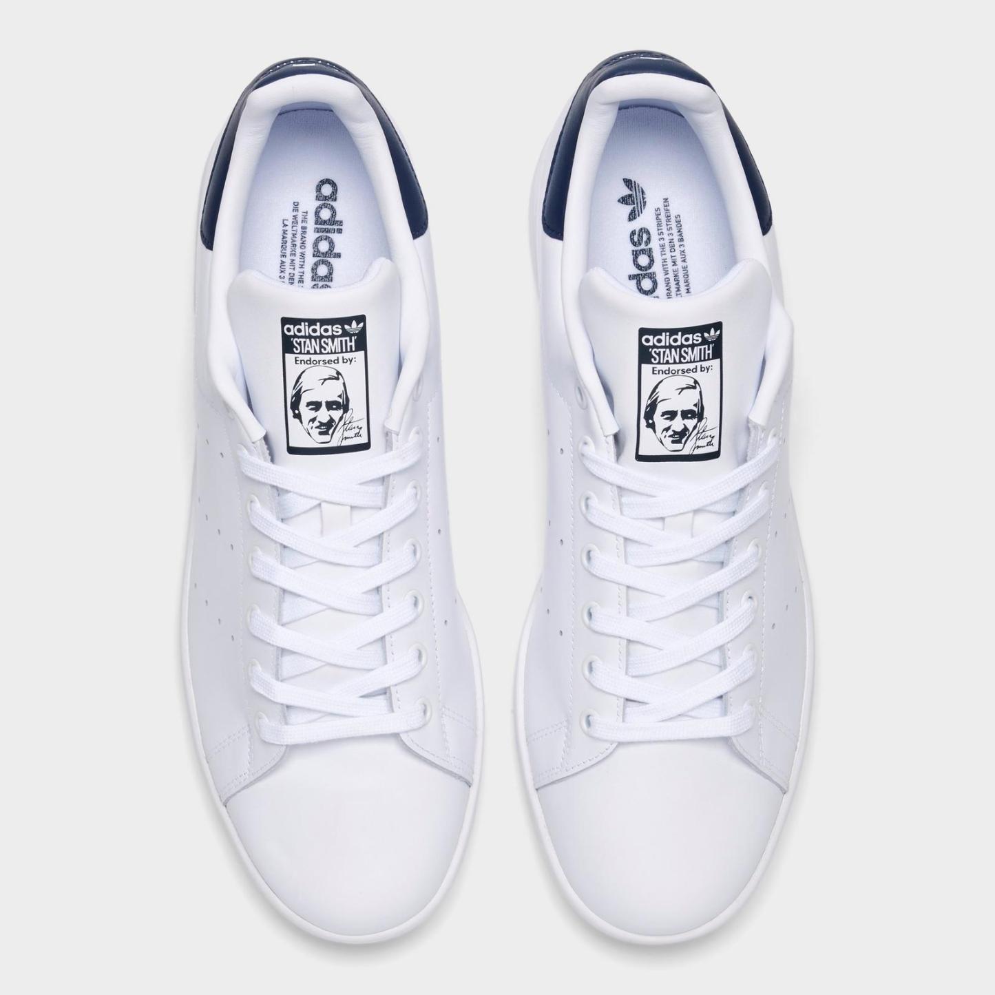 Men's adidas Originals Stan Smith Casual Shoes - Core White/Core White/Dark Blue - view 5