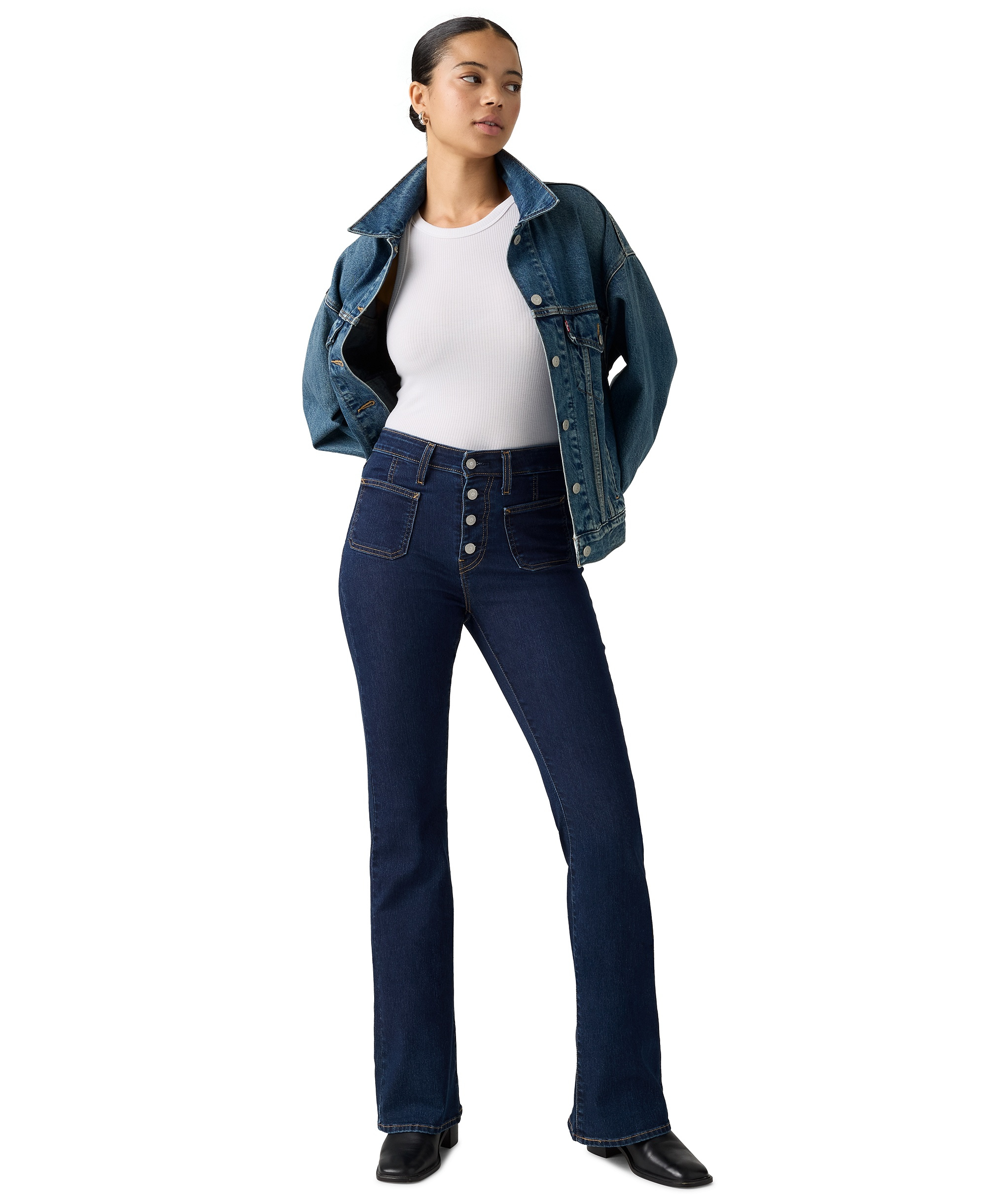 Levi's Women's 726 Patch Pocket High-Rise Slim-Fit Flare Jeans - Outside The Screen