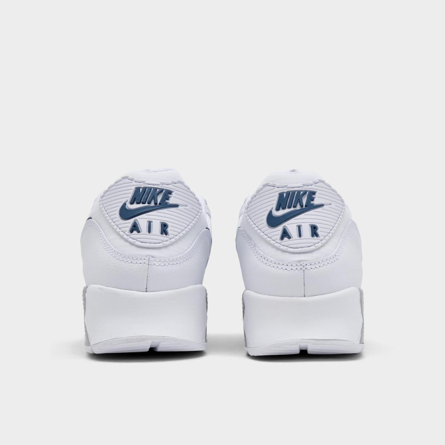 Men's Nike Air Max 90 Casual Shoes - White/Wolf Grey/Diffused Blue