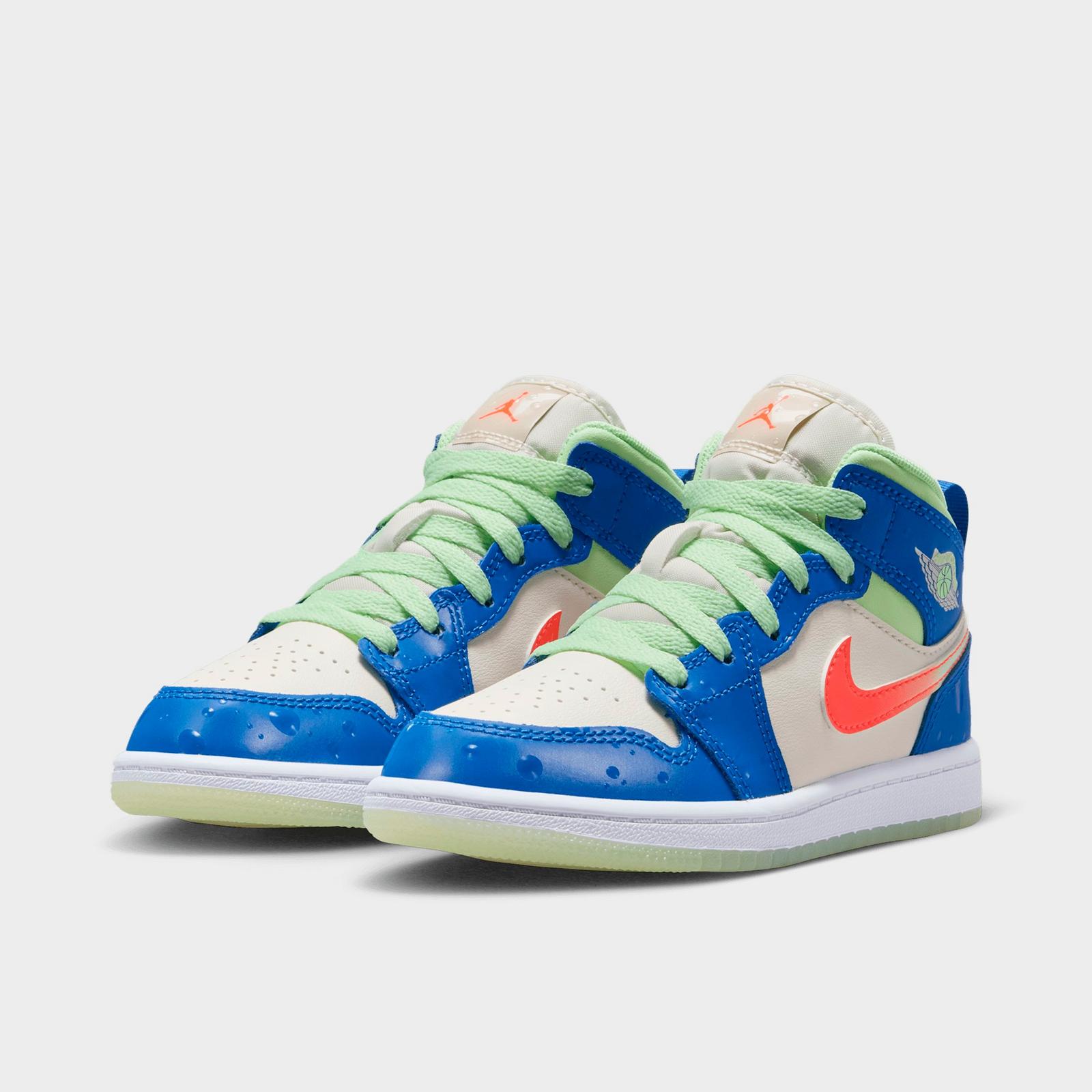 Little Kids' Air Jordan Retro 1 Mid SE Casual Shoes - Game Royal/Barely Volt/Infrared 23/Pale Ivory - view 2