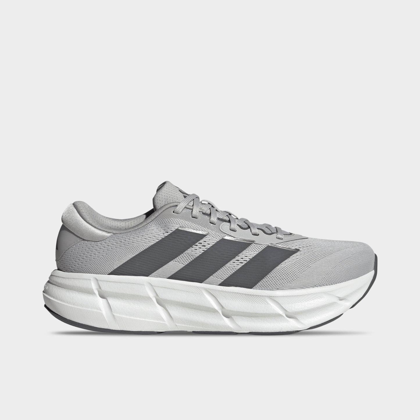 Men's adidas Questar 4 Running Shoes - Grey/Grey/Iron Metallic - Left shoe facing left. Outside of the shoe.