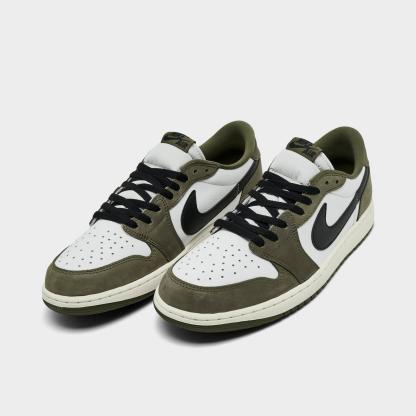 Men's Air Jordan Retro 1 Low OG Casual Shoes - Medium Olive/Black/Summit White/Sail - view 2
