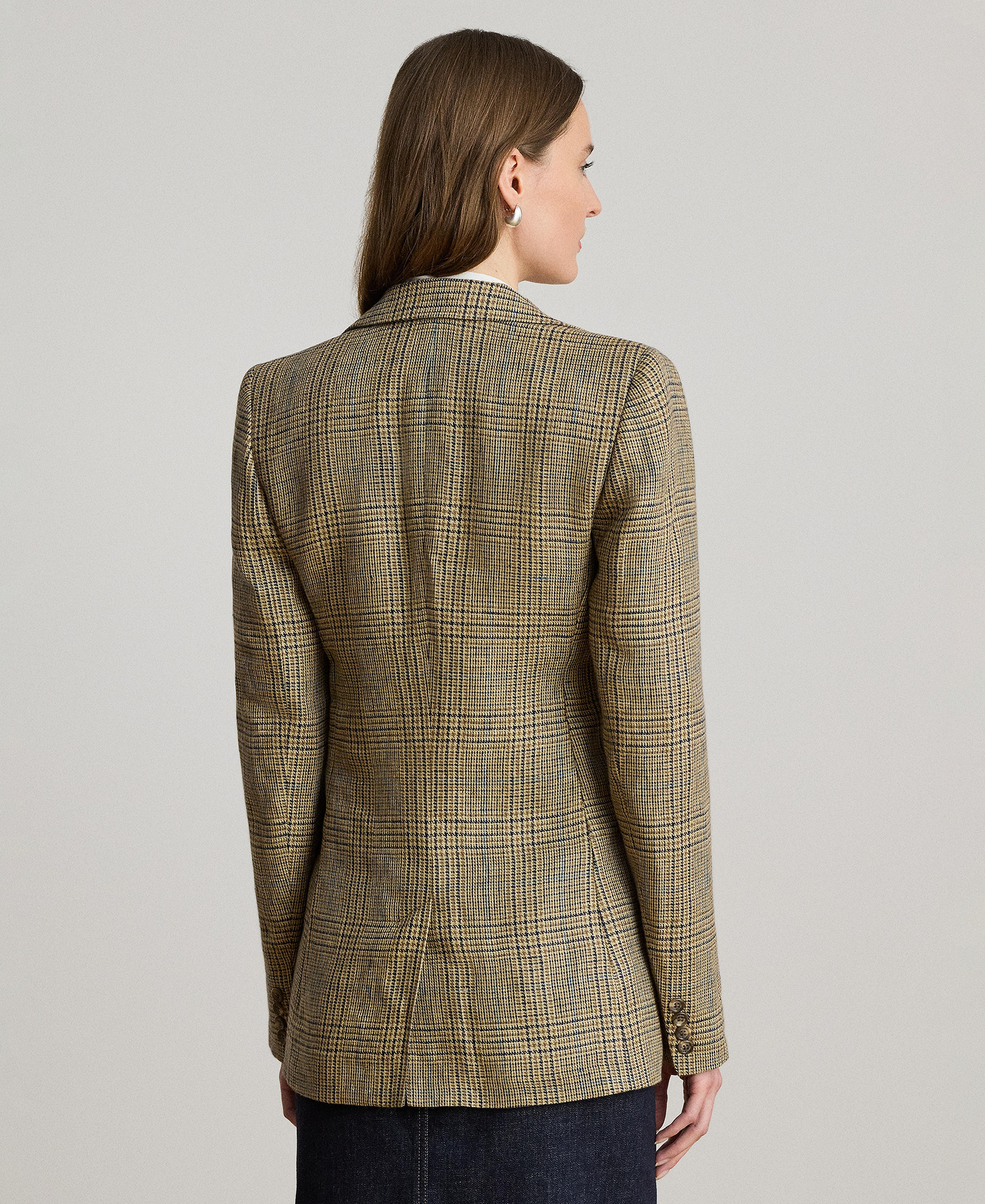 Lauren Ralph Lauren Women's Glen Plaid Padded Blazer - Tan/black Multi