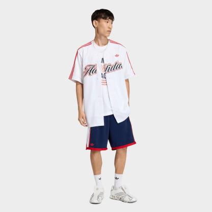 Men's adidas Originals Summer League Varsity Baseball Jersey - White/Better Scarlet - view 2