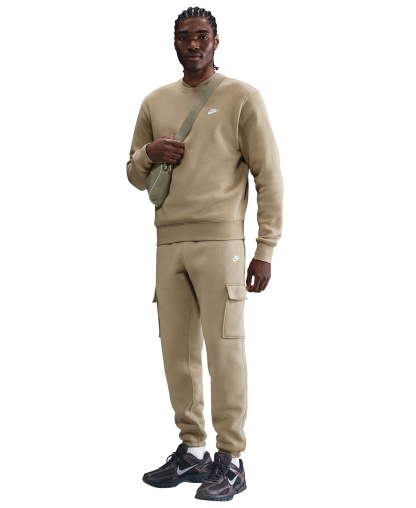 Nike Men's Club Fleece Cargo Regular-Fit Pants - Parachute Beige/White