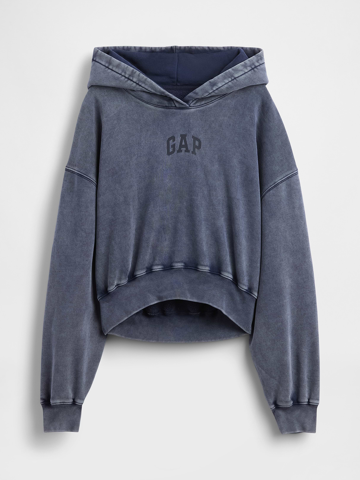 VintageSoft Crop Logo Hoodie - Tapestry navy blue wash
